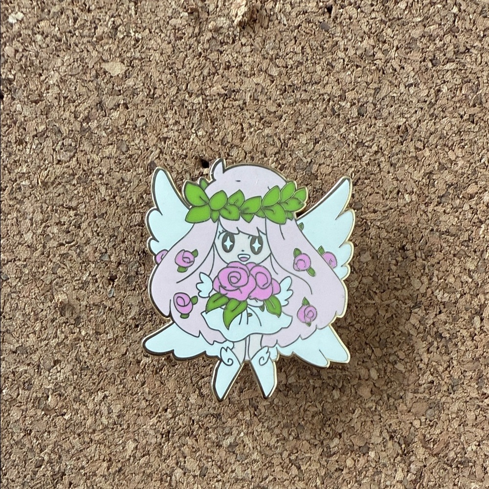Chibi pink angel enamel pin